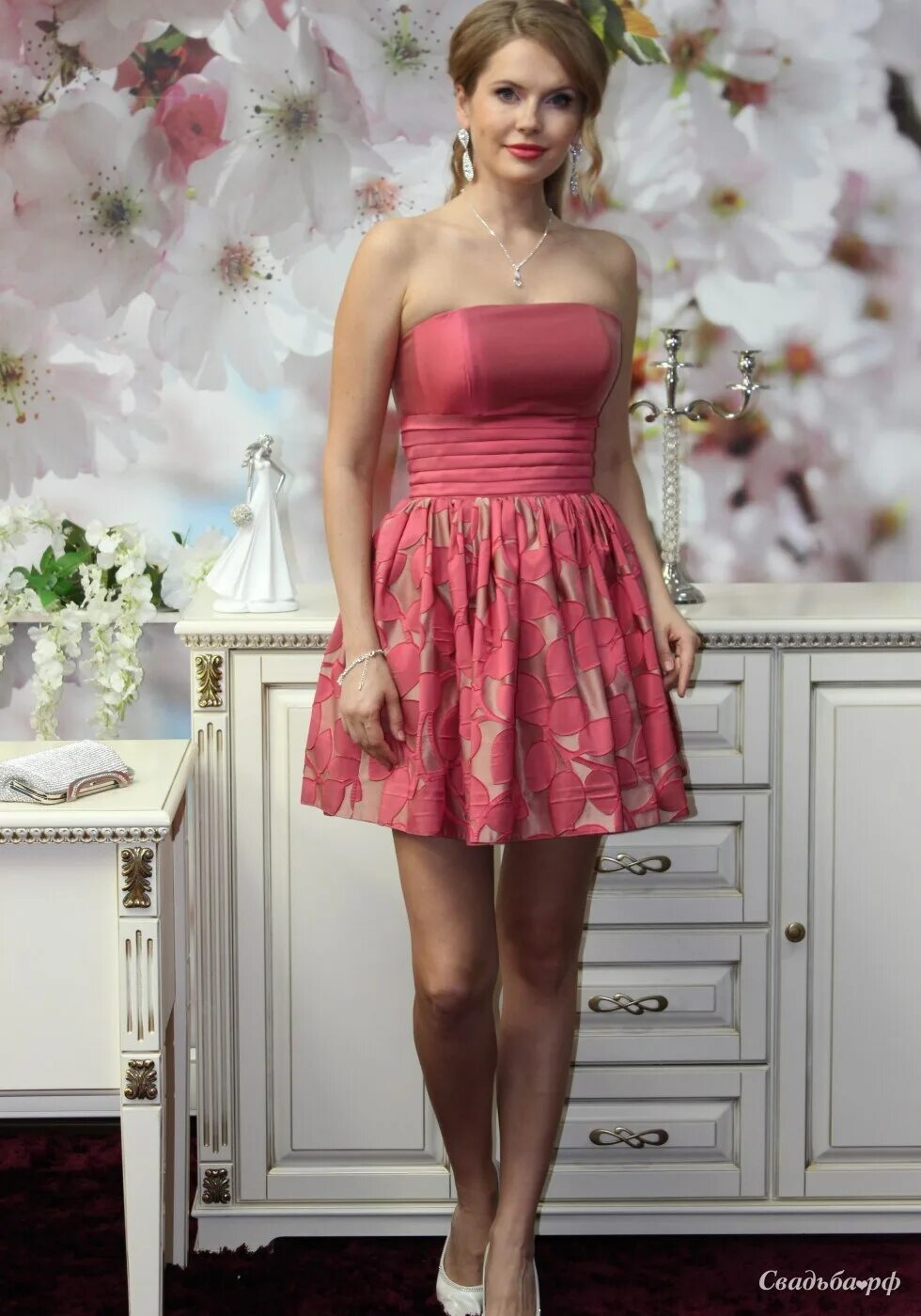 Платья ростов на дону цены фото Купить вечернее платье Анна-M61645 (Россия, цвета: розовый, ткань: тафта) - Сало
