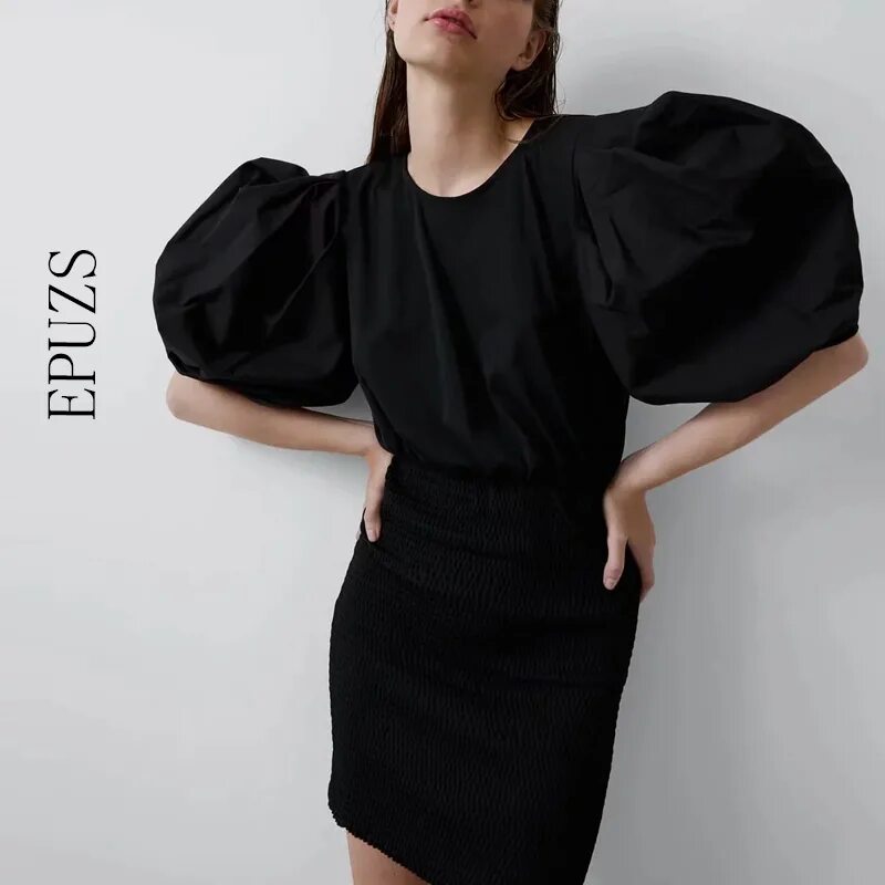 Платья рукав фонарик фото Черное платье фонарик - найдено 90 фото