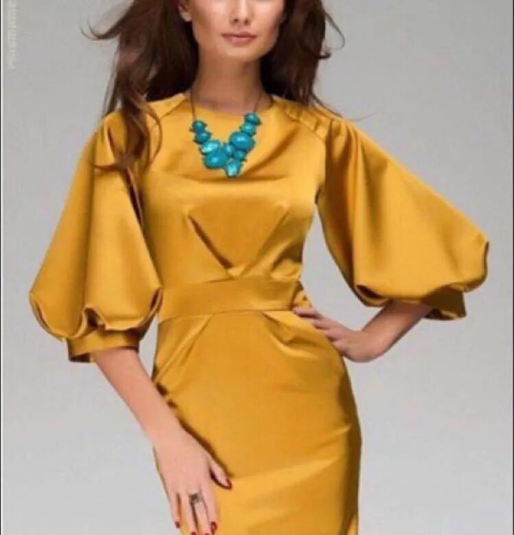 Платья рукав фонарик фото Новое платье - цвет наступающего года - купить в Краснодаре, цена 1 200 руб., пр