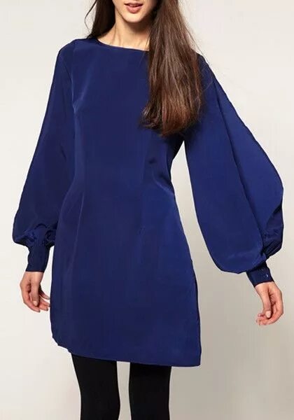 Платья рукав фонарик фото Dark Blue Hollow-out Puff Sleeve Blend Dress Fashion, Fashion outfits, Lace dres