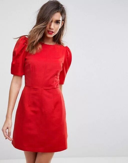 Платья рукав фонарик фото Discover Fashion Online Asos shift dress, Midi dress with sleeves, Casual day dr