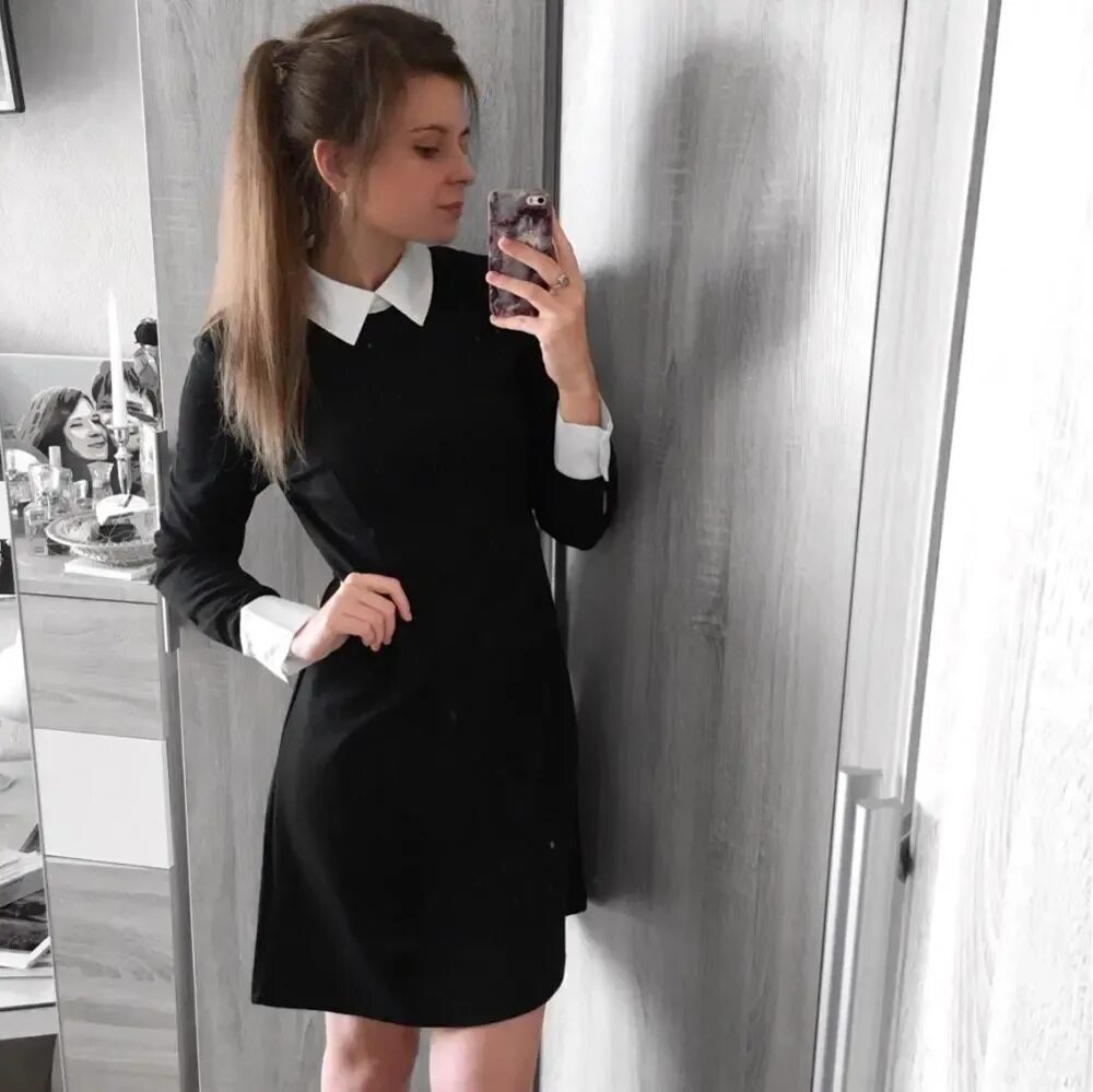 Платья с белым воротником фото Платье черное с белым воротничком Каталог одежды Dress-m.ru