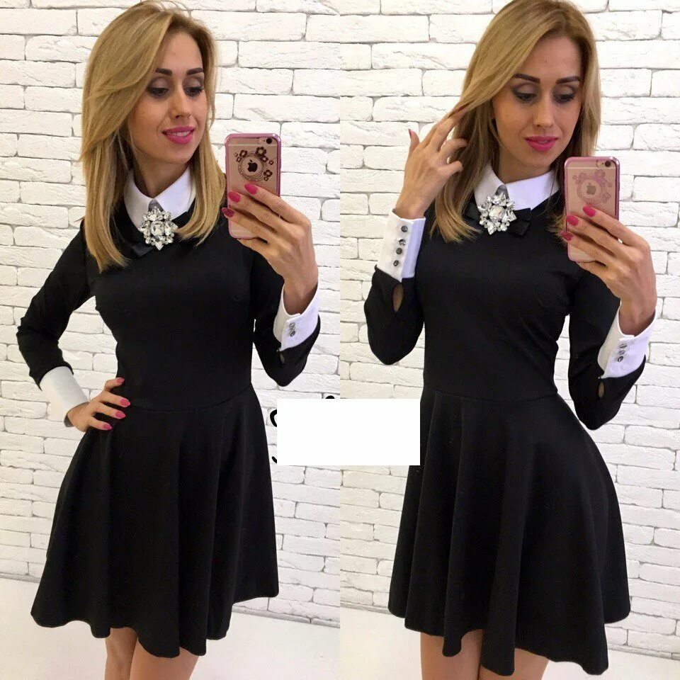 Платья с белым воротником фото Платье с белым воротником фото