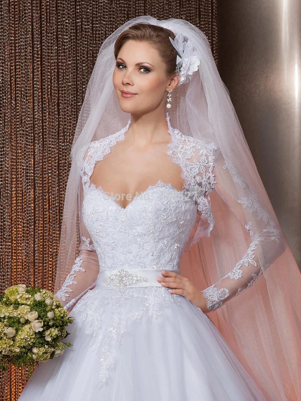 Платья с фатой фото Купить nitree очаровательная 2015 бальное платье Церковь свадебное платья шифон 