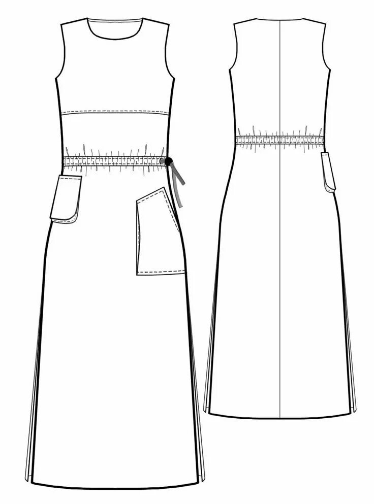 Платья с карманами выкройки Dress With Patch Pocket - Sewing Pattern #5464 Made-to-measure sewing pattern fr