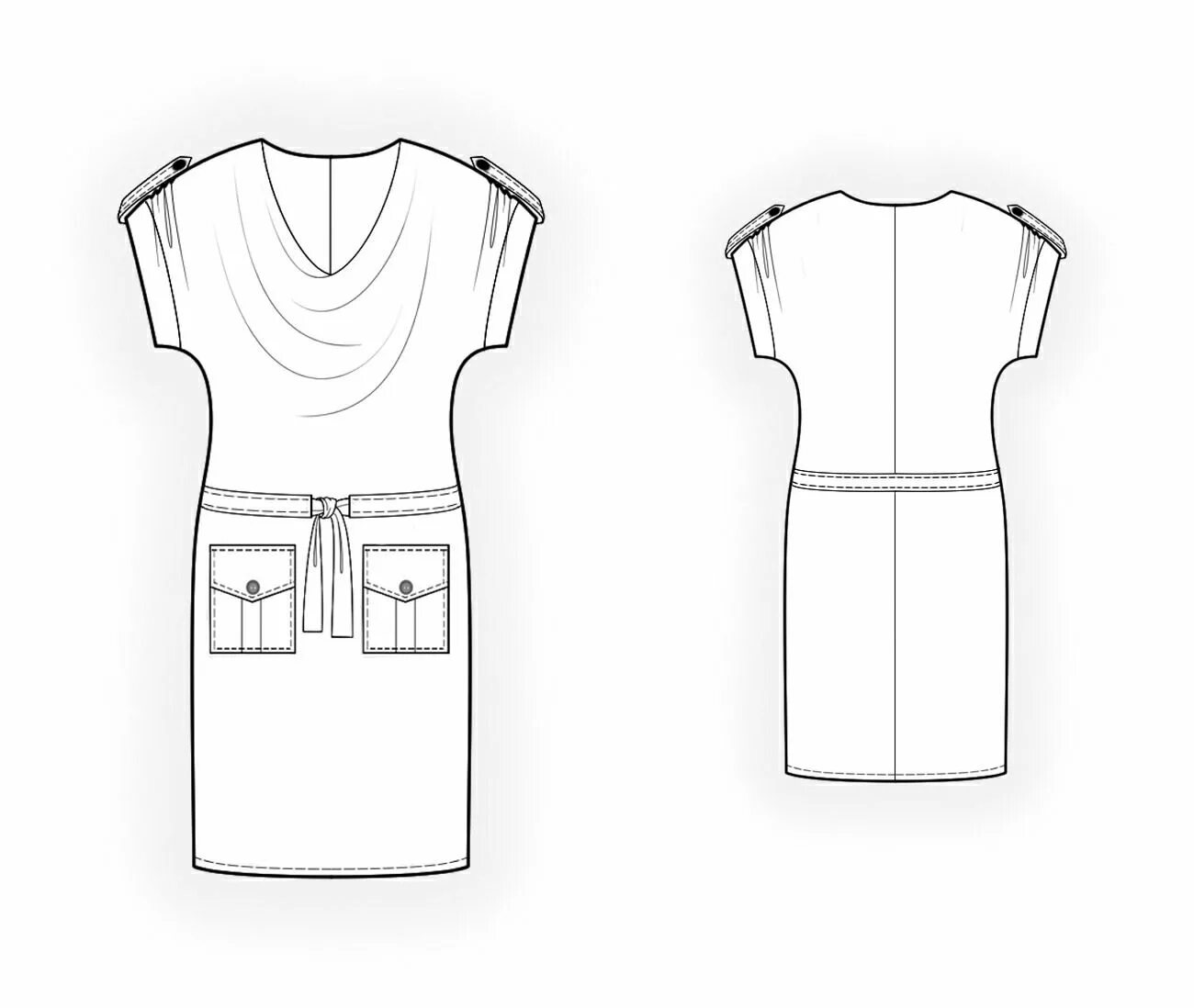 Платья с карманами выкройки #4136 Dress From Knit Fabric - Lekala (made-to-measure sewing pattern for stretc