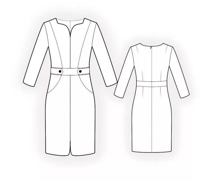 Платья с карманами выкройки Dress With Pockets - Sewing Pattern #4582 Made-to-measure sewing pattern from Le