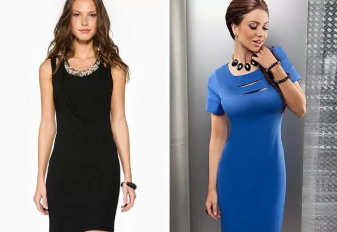 Платья с круглым вырезом фото Стильное платье с вырезом - лодочка, V-образным, глубоким, квадратным, круглым, 