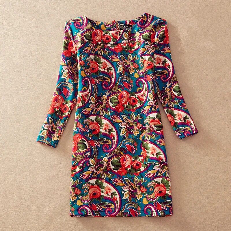 Платья с принтом фото 17 цветов, женское Повседневное платье оверсайз с круглым вырезом и принтом для 