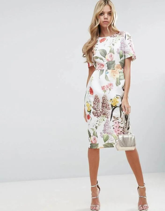 Платья с принтом фото ASOS Floral Print Wiggle midi dress Casual dresses for women, Latest fashion clo