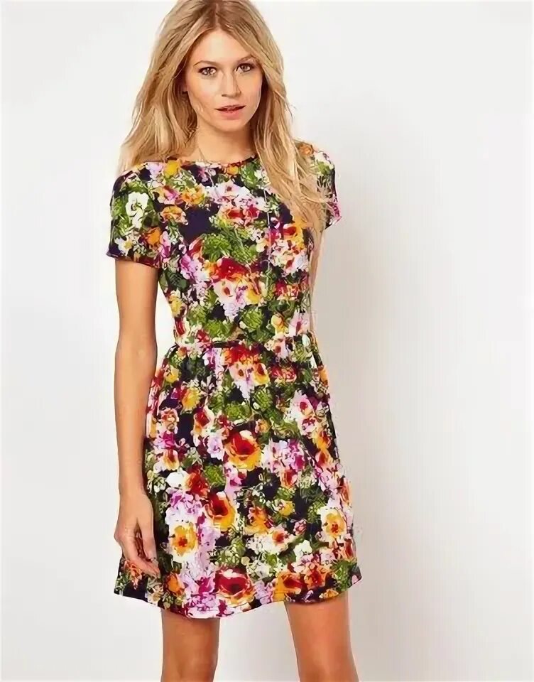 Платья с принтом фото Skater Dress In Bright Pansy Print Fashion clothes women, Asos skater dresses, B
