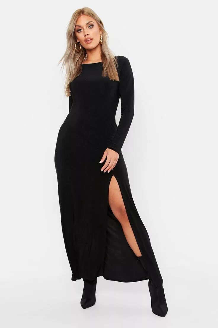 Платья с разрезами фото Plus Slinky Side Split Maxi Dress