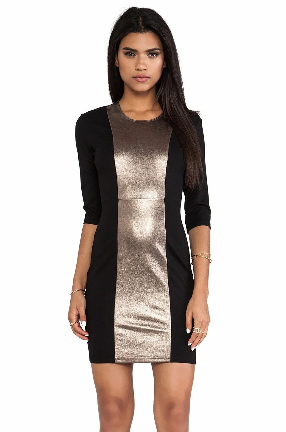 Платья с вставками фото Черное платье с кожаными вставками (74 фото)