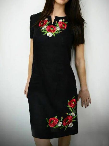 Платья с вышивкой фото Pin on XENIA PRINTEREST Fabric paint designs, Dresses with sleeves, Fashion