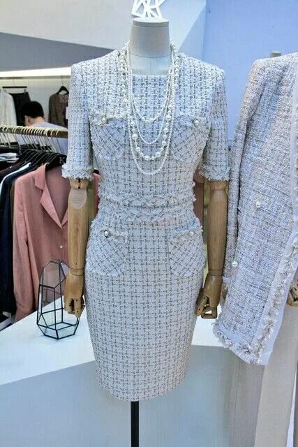 Платья шанель фото Pin on тканая одежда Dressy outfits, Tweed fashion, Elegant dresses
