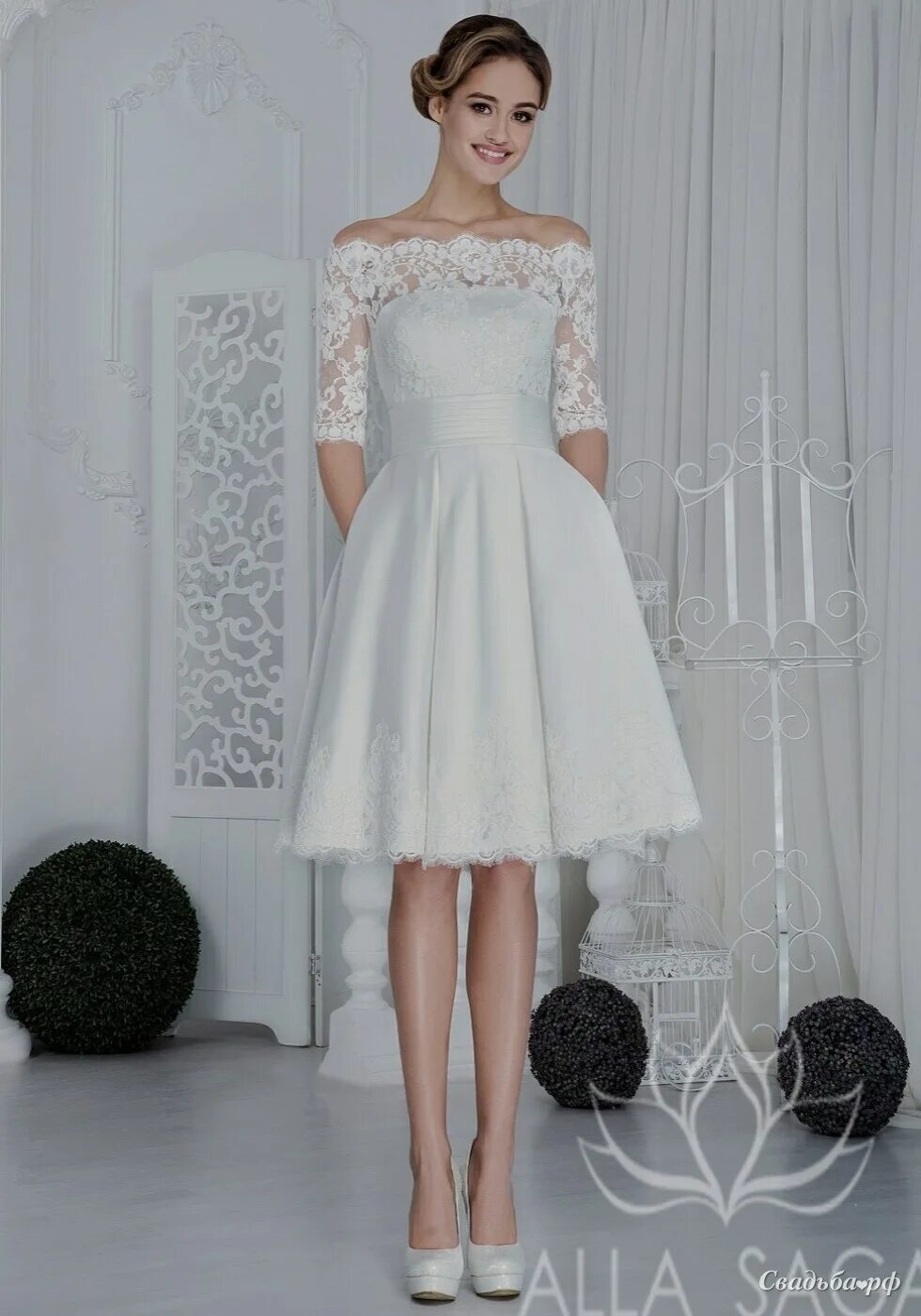Платья смоленск каталог фото цены Купить свадебное платье Синтия-М58512 (Alla Saga, коллекция 2016 г., цвета: белы
