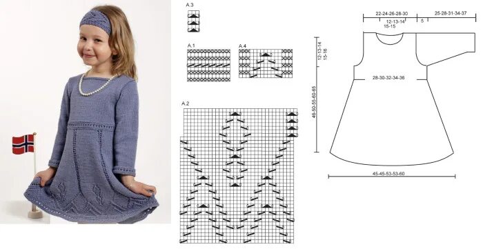 Платья со схемой детские спицами Вязание на спицах модели и схемы для девочек с круглой кокеткой