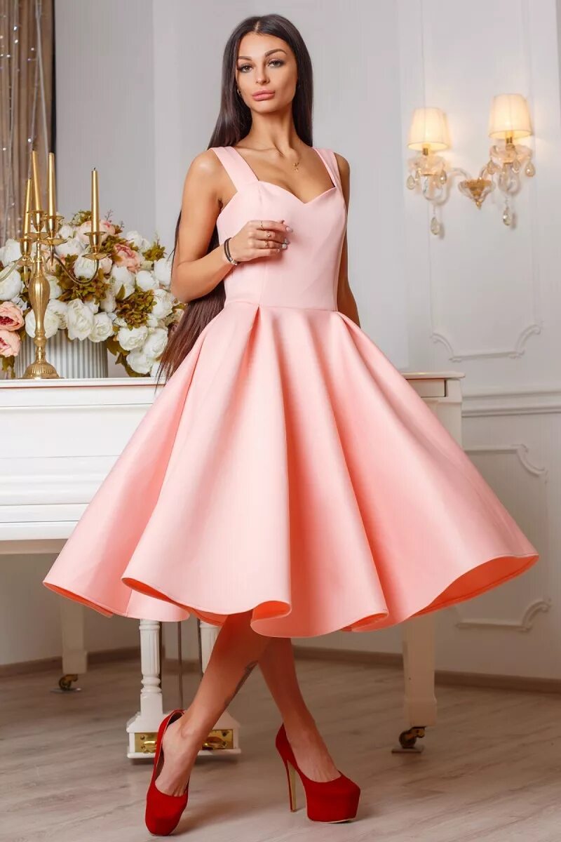 Платья солнце клеш фото Розовое миди платье с юбкой солнце-клеш. Купить в Киеве * Интернет-магазин Onlad