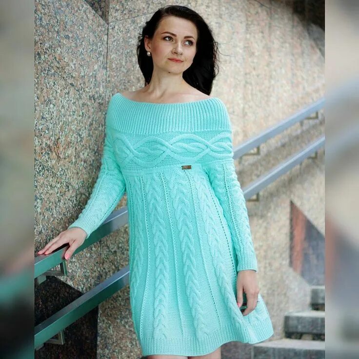 Платья спицами фото На данном изображении может находиться: 1 человек Long sleeve dress, Fashion, Dr