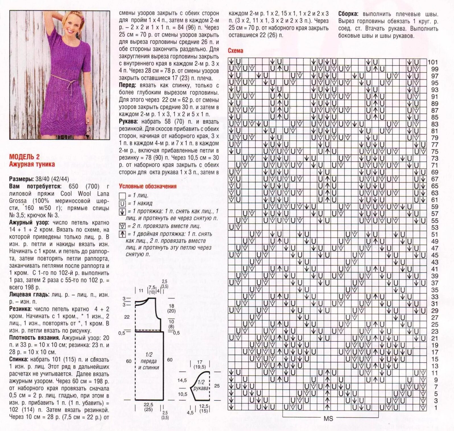 Платья спицами со схемами и описанием Рисунок для платья спицами