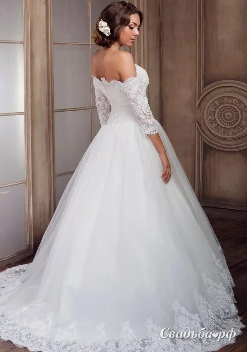 Платья свадебные фото цена москва Купить свадебное платье French-D41356 (цвета: кремовый, ткань: органза и кружево