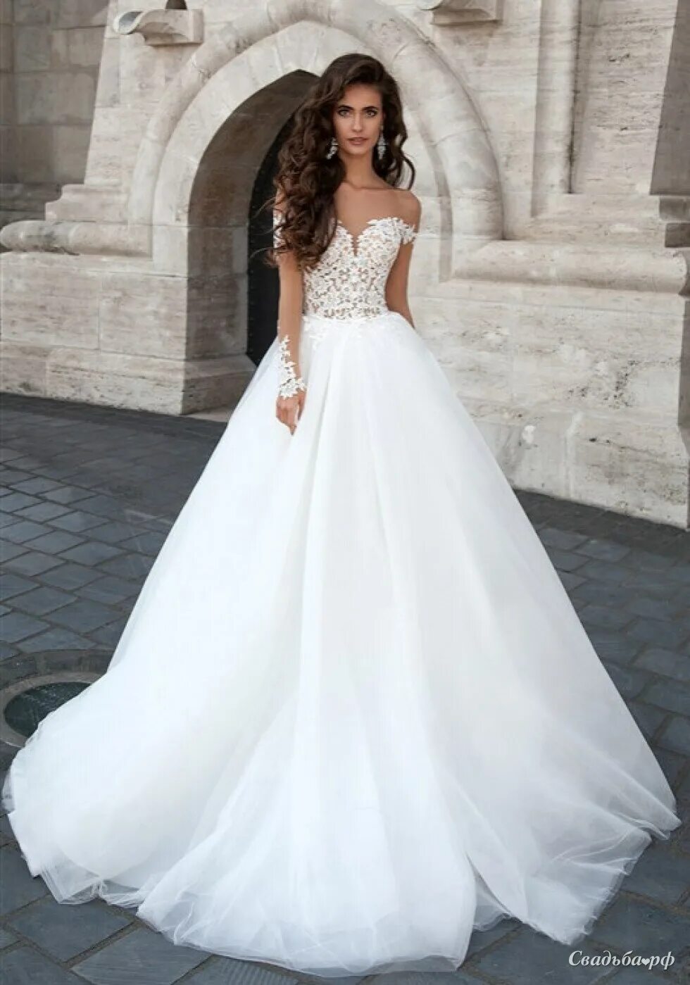 Платья свадебные фото цена москва Купить свадебное платье Марсела-M61760 (цвета: белый, кремовый, ткань: фатин) - 