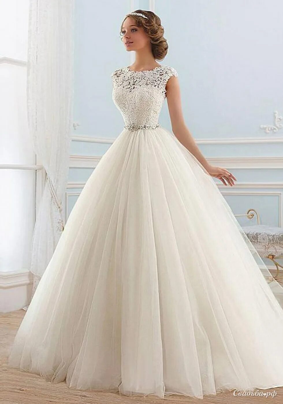 Платья свадебные фото цена москва Купить свадебное платье Ванэса-М61239 (цвета: кремовый, ткань: фатин) - Свадебны