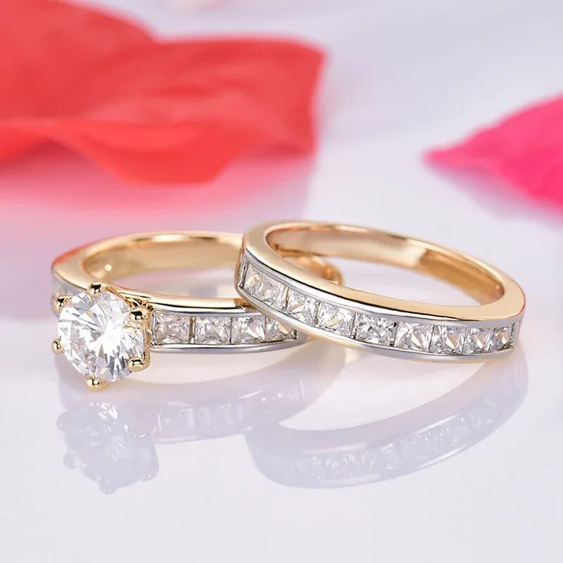 Платья свадебные кольца фото Женские Классические кольца GULICX, золотого цвета, круглые кольца для свадьбы, 