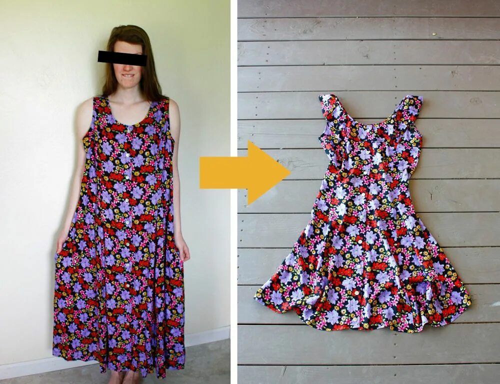 Платья своими руками фото Loose maxi dress to fitted sun dress Diy dress, Dress refashion, Diy clothes ref