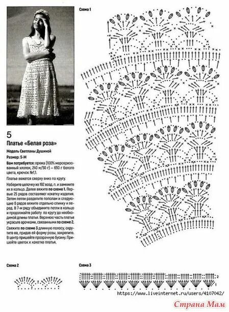 Платья связанные крючком схемы и описания Для жарких дней-воздушное платье в романтическом стиле связанное узором "яп