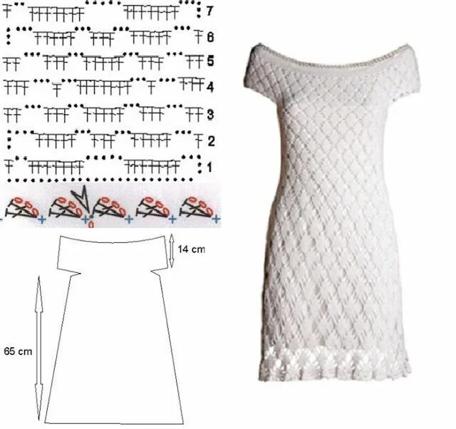 Платья связанные крючком со схемами Белоснежное платье (вязание крючком) Horgolt hófehér ruha Crochet clothes, Croch