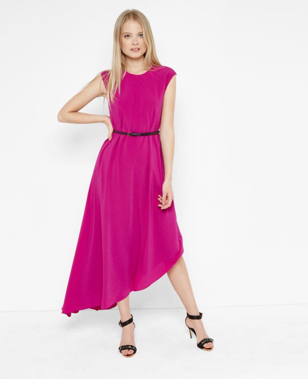 Платья цвета фуксии фото Asymmetric draped dress Designer outfits woman, Fuchsia dress, Draped dress