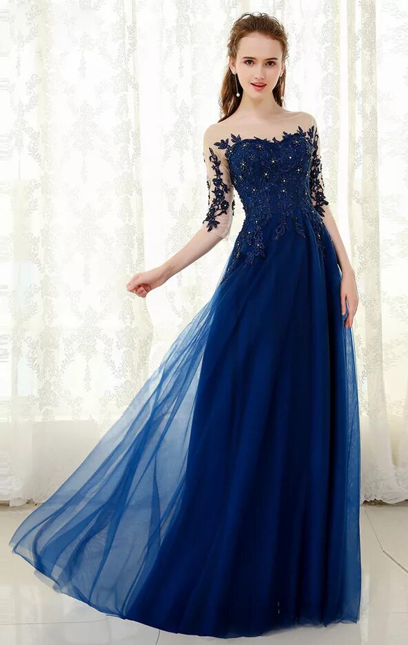 Платья темно синего цвета фото Buy half gown design cheap online