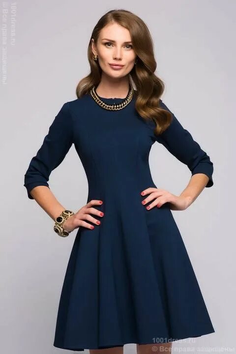 Платья темно синего цвета фото Купить темно-синее платье длины мини с рукавами 3/4 в интернет магазине mirplate