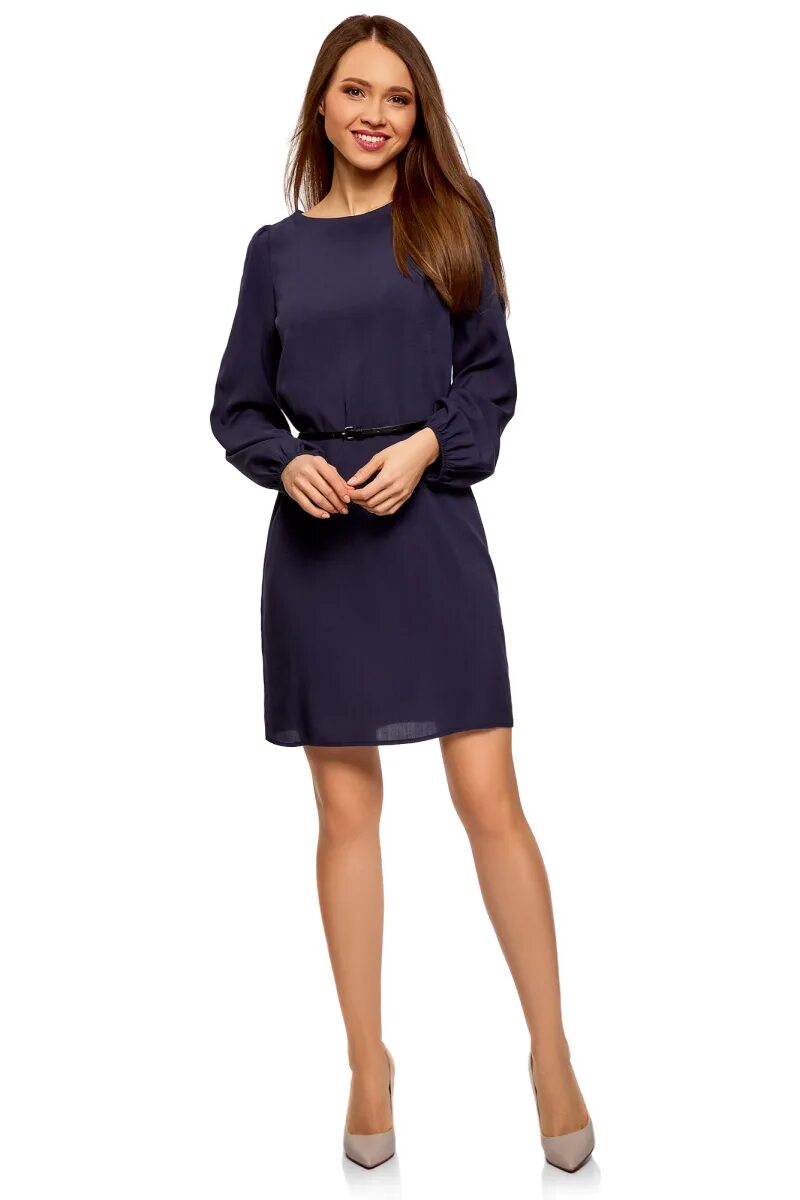 Платья темно синего цвета фото Платье oodji Ultra, цвет: темно-синий. 11900150-15B/42540/7900N. Размер 44-170 (