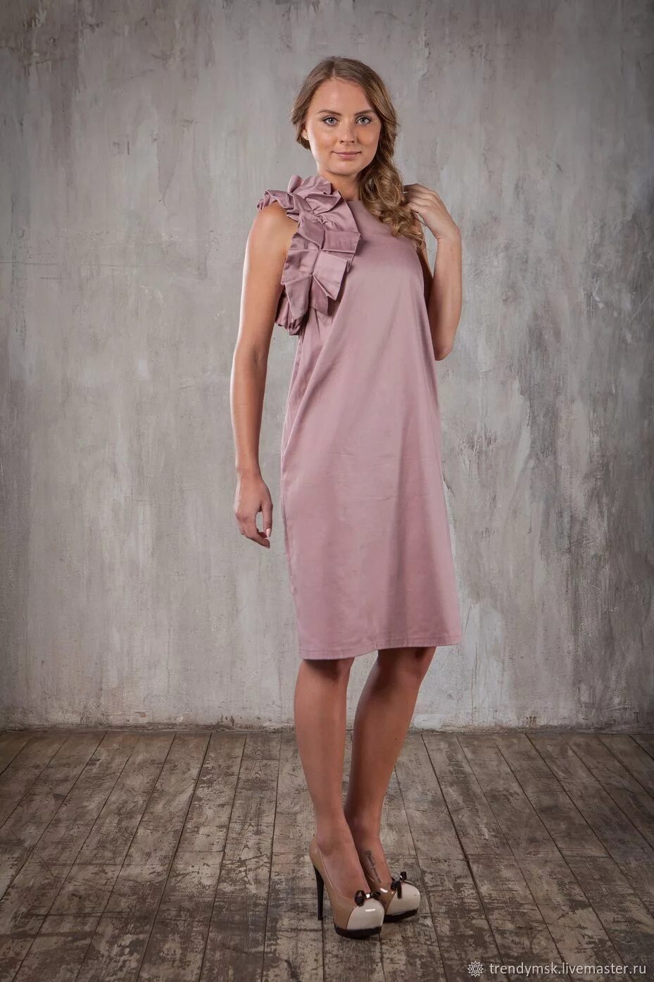 Платья тверь фото и цены Платье пудровое миди без рукавов в интернет-магазине на Ярмарке Мастеров Платья,
