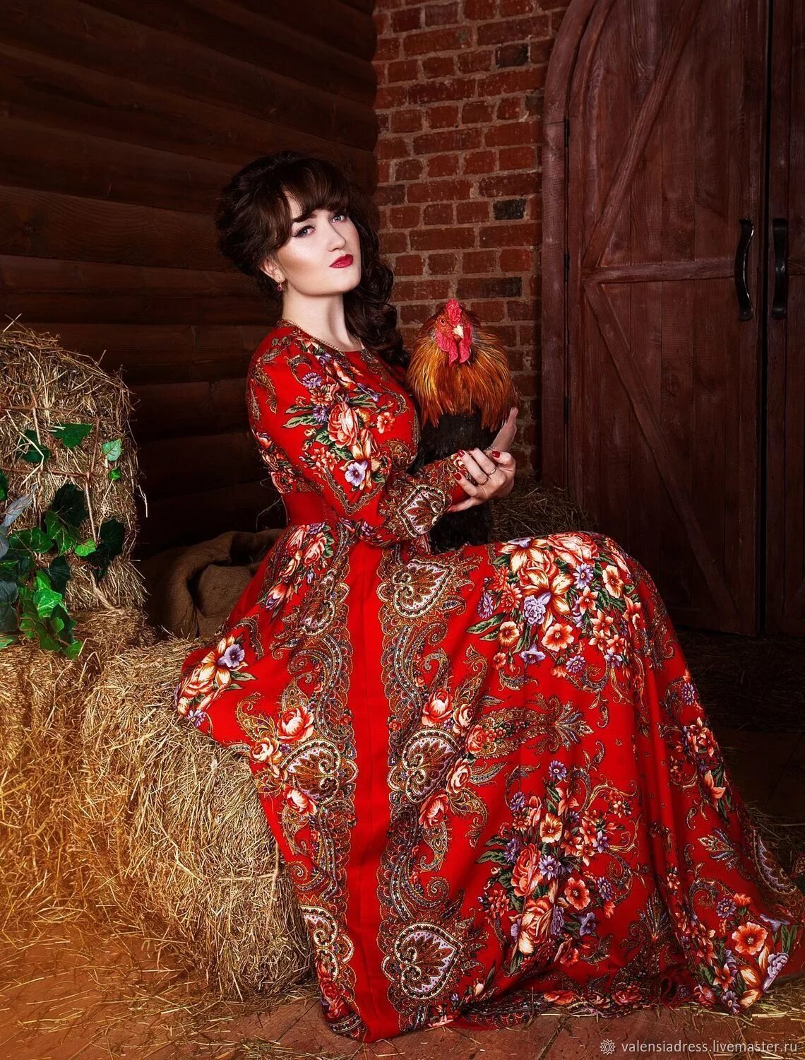 Платья в народном стиле фото Vestido de velo, vestido de largo en el suelo "el cuento Ruso" в интернет-магази