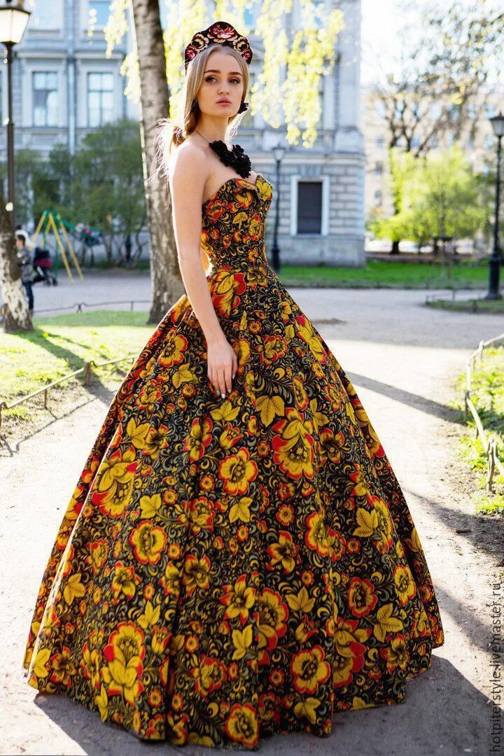 Платья в народном стиле фото Купить Вечернее платье в Русском стиле - платье для Королевы - платье в русском 