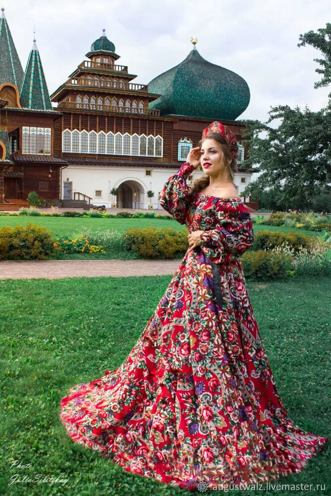 Платья в народном стиле фото "Сказочное" Платье из шалей в Славянском стиле в интернет-магазине Ярмарка Масте