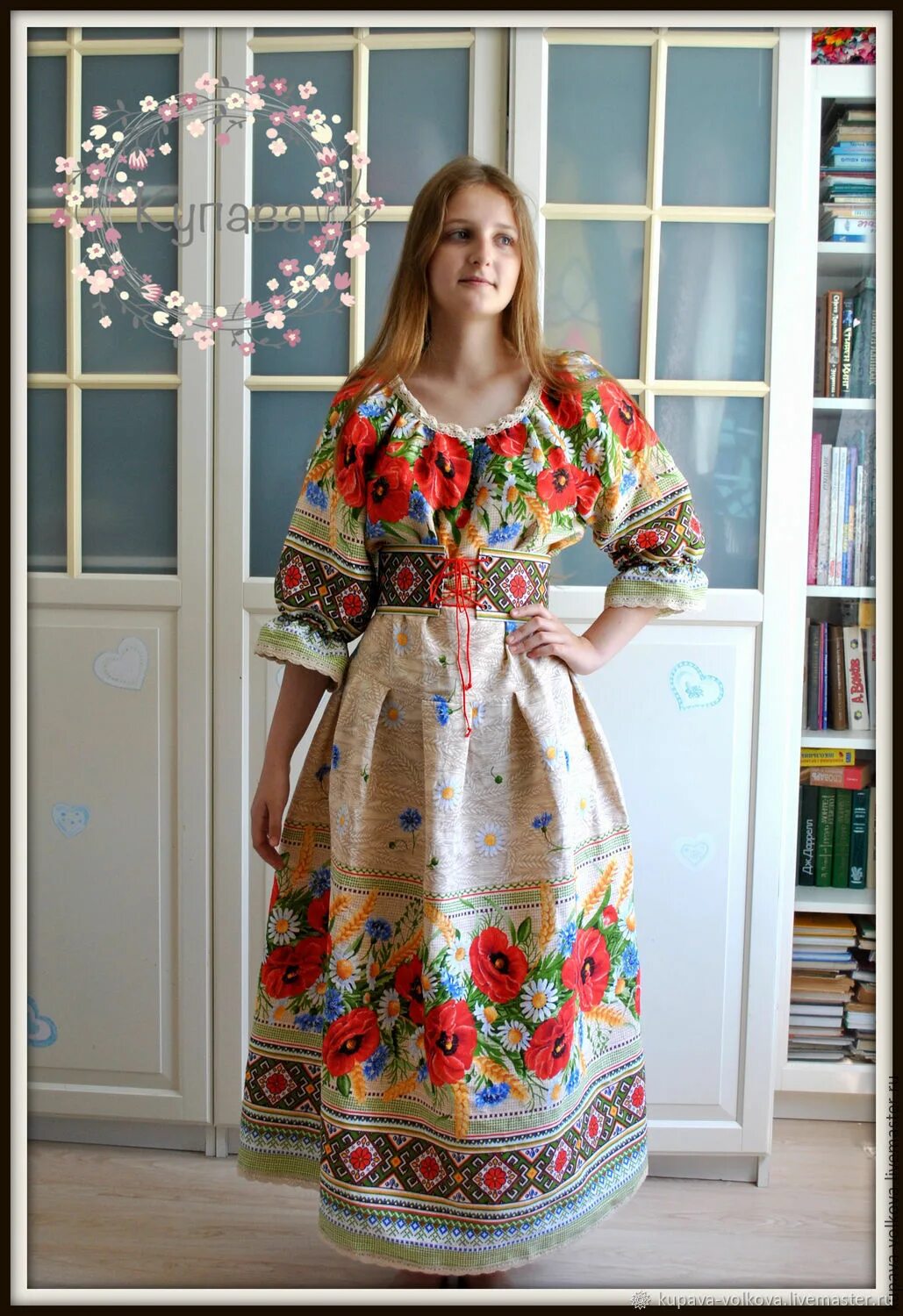 Платья в народном стиле модная версия Платье с маками, русское славянское "Поляночка" в интернет-магазине Ярмарка Маст
