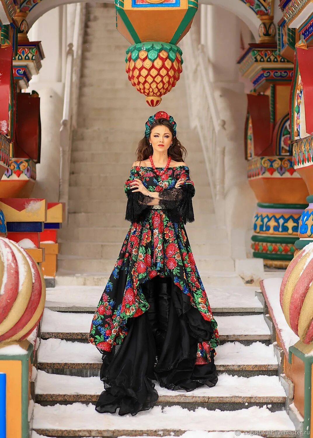 Платья в народном стиле модная версия Платье из платков в Русском стиле - заказать на Ярмарке Мастеров - NLJ20RU Народ