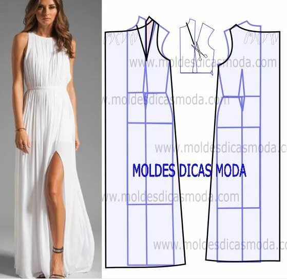 Платья в пол без выкройки ПАРА ВЫКРОЕК ПЛЮС ИДЕИ Швейная мастерская Padrões de costura para vestido, Padrõ