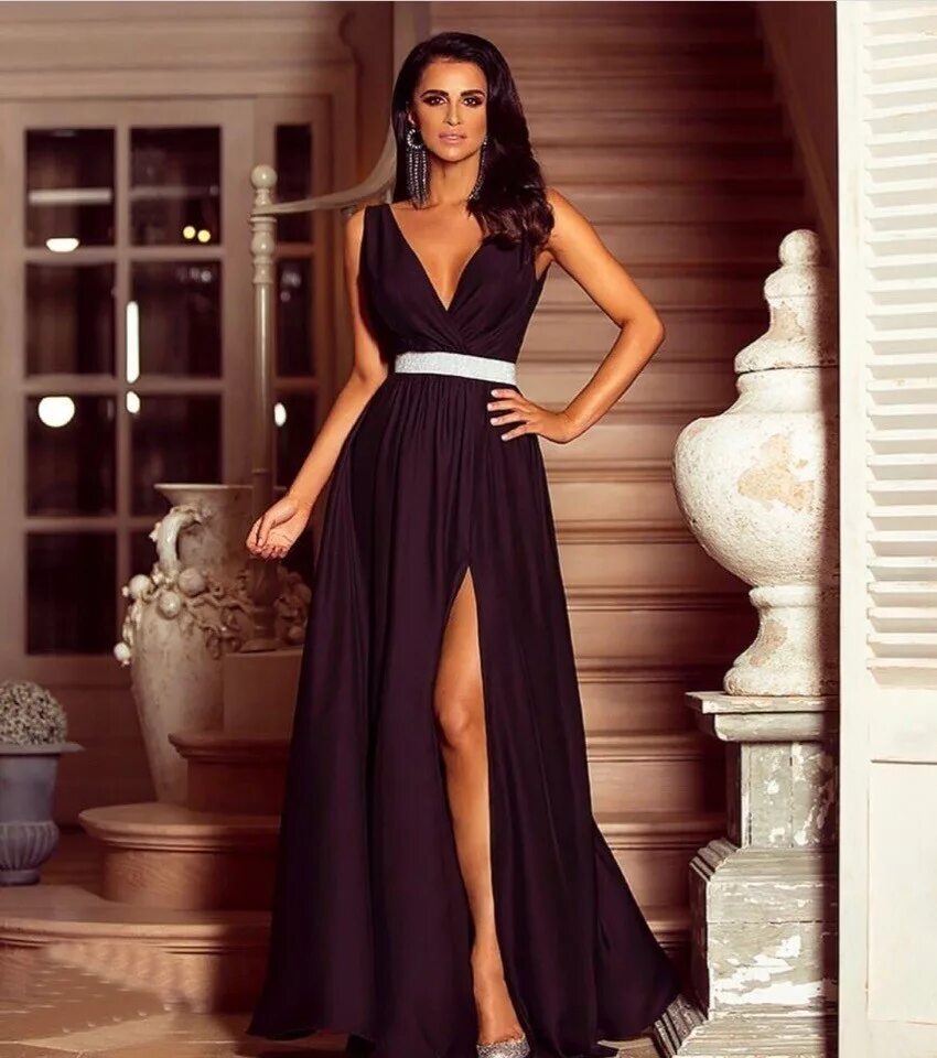 Платья в пол фото Вечернее черное платье в пол с украшением. Купить в Киеве * Интернет-магазин Onl