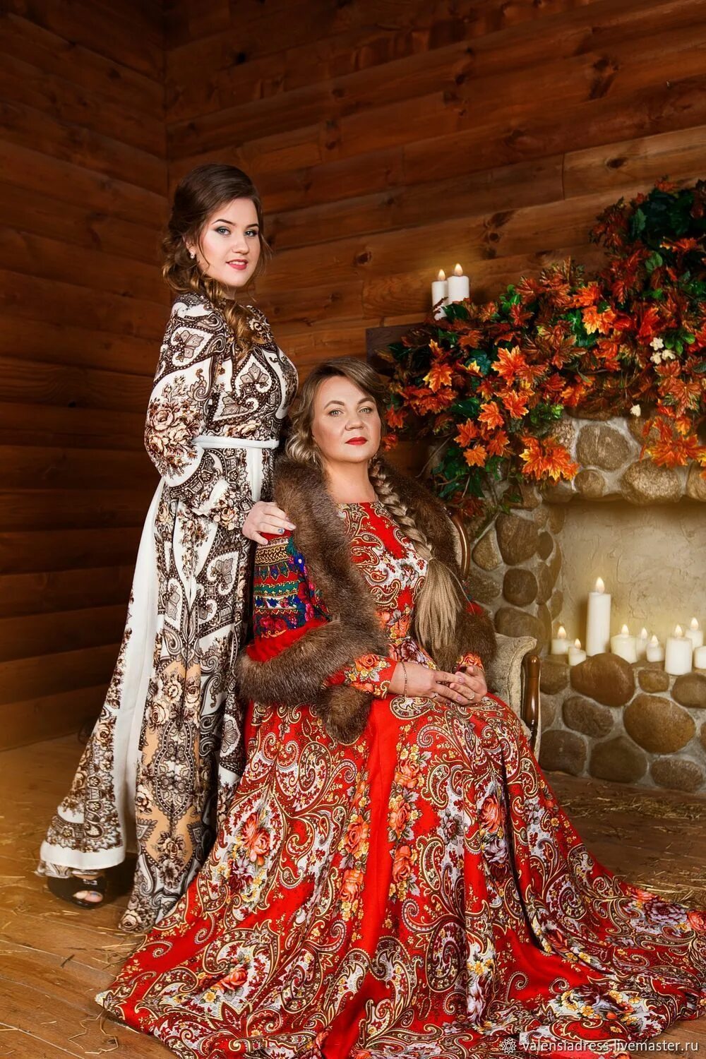 Платья в русском народном стиле фото Платье из платков, платье длинное в пол "Русская сказка" в интернет-магазине на 