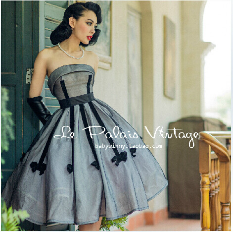 Платья в стиле 50 фото Купить Женское платье Сладкий и элегантный ретро волна точка хит цвет Изумруд ре