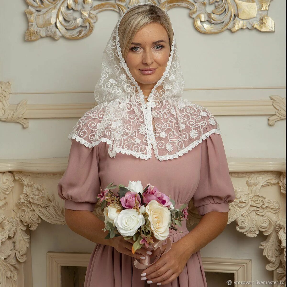 Платья в церковь фото Нежный капор "Весна" в интернет-магазине на Ярмарке Мастеров Платки, Москва - до