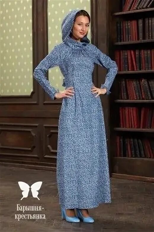 Платья в церковь фото Джинсовое платье с капюшоном Незнакомка - магазин православного платья Барышня-к