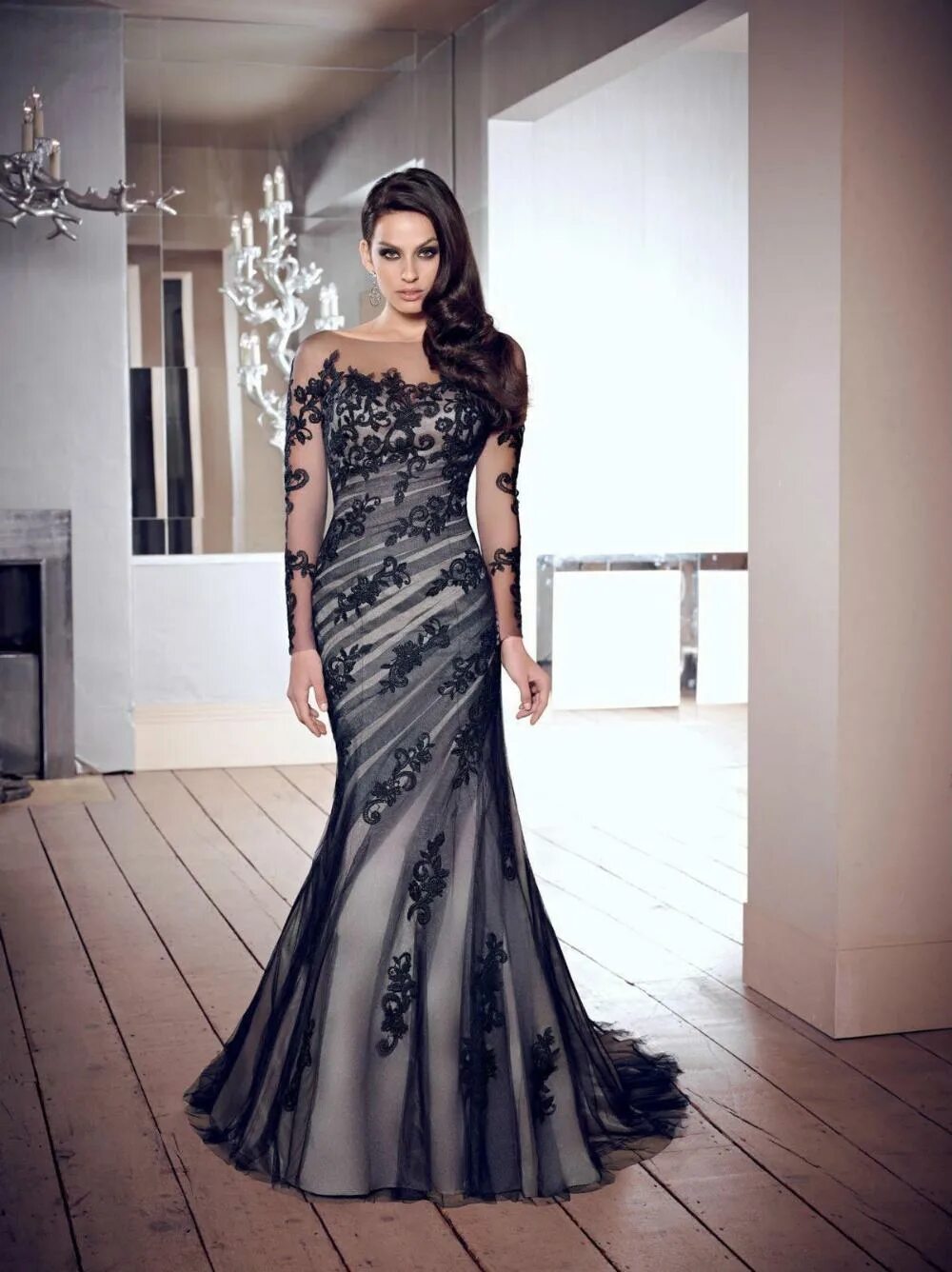 Платья вечерние интернет фото Купить длинный черный 2015 аппликация Пром платье вечерние официальные партии в 