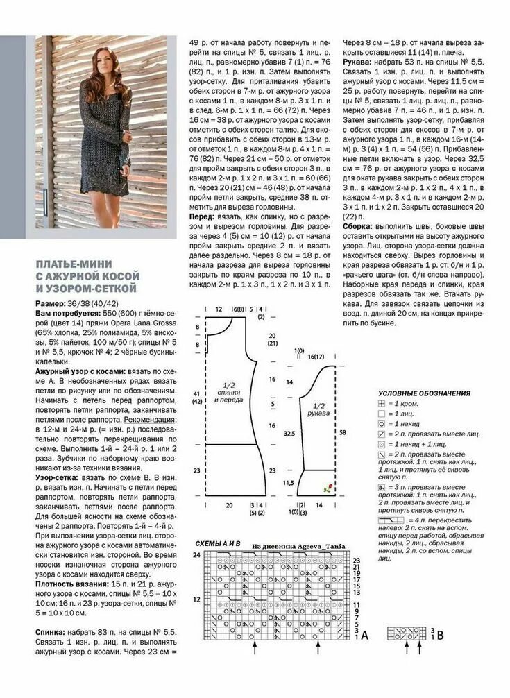 Платья вязаные спицами модные эксклюзив схемы Платье с ажурным узором Платья, Женщина, Модели