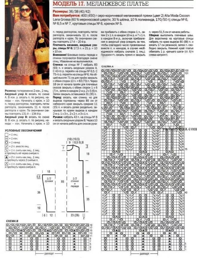 Платья вязаные спицами схемы фото Вязанные платья Вязание, Схемы вязания, Платья